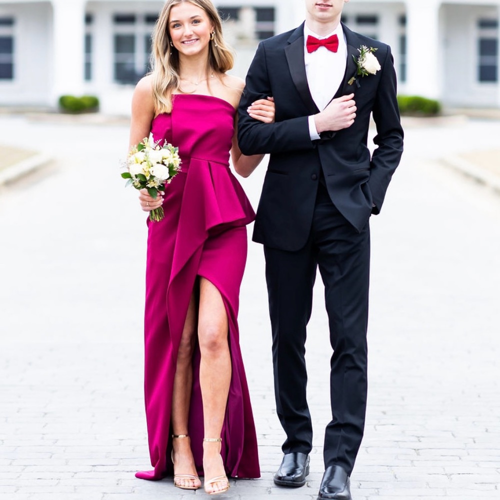 Sacks Fifth Avenue Black Halo long burgundy dress 0